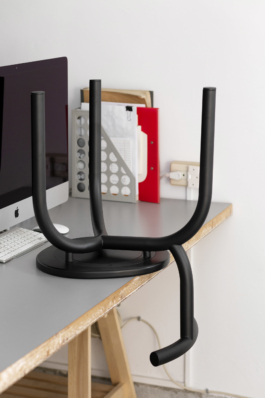 Photo of Ogle Chair in black upside down Hayo Gebauer Studio